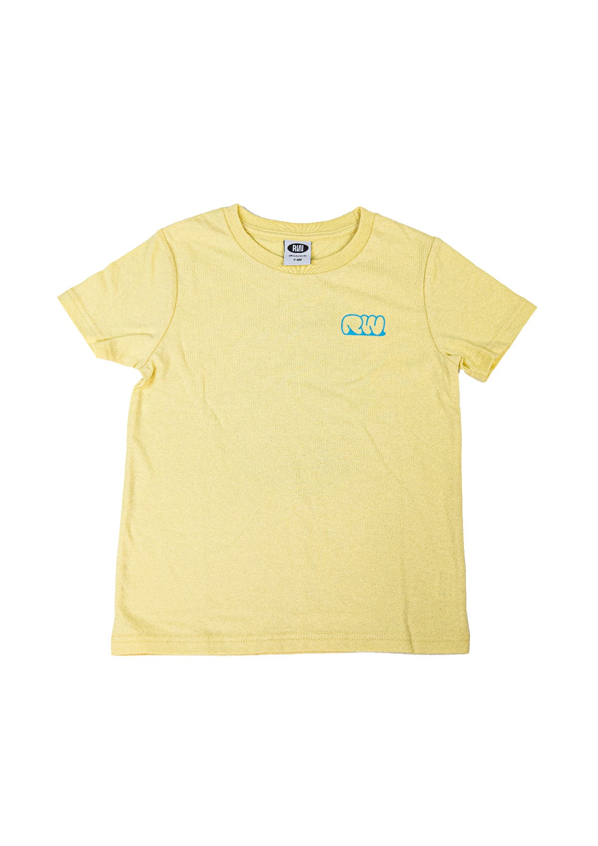 Yellow t-shirt with a logo on a white background