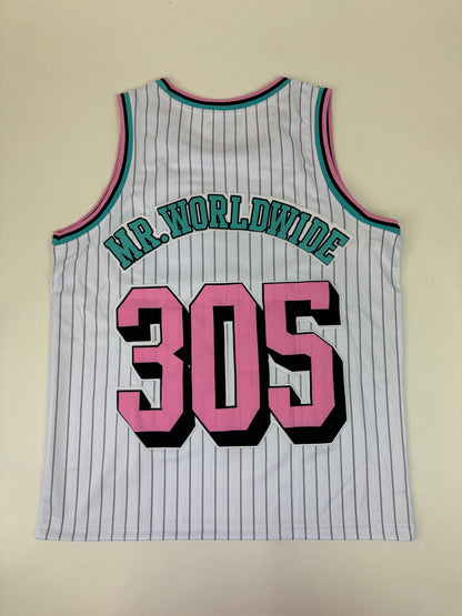 06.2 PITBULL - Mr Wordlwide Basketball White Shirt