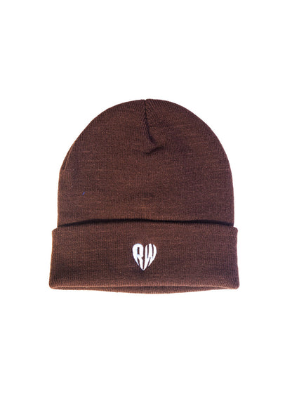 RW Heart Beanie Brown